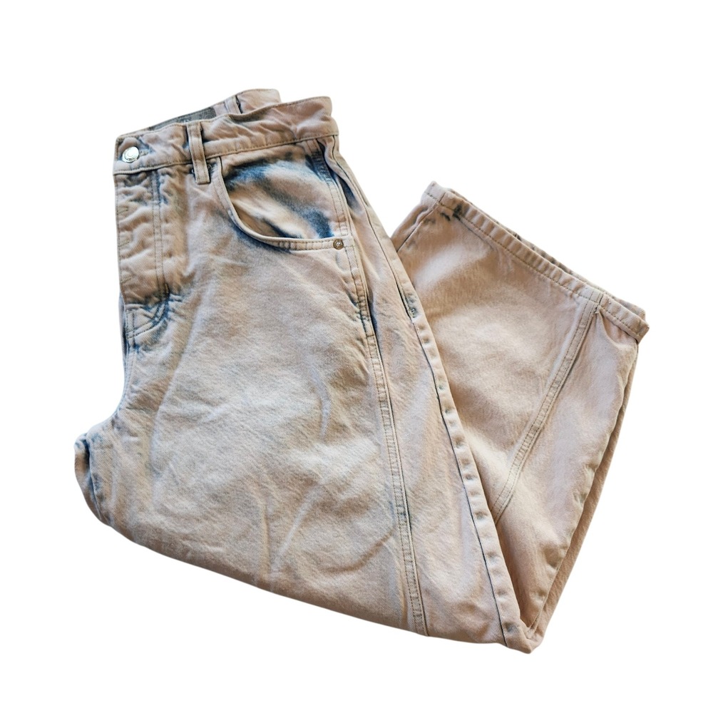 We The Free Lucky You Mid Rise Barrel Jeans Pink Blue Acid Wash Women's 29 Short - Picture 3 of 11